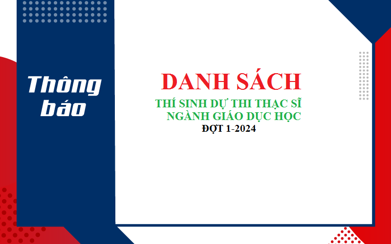 Danh sách thí sinh dự thi thạc sĩ ngành Giáo dục học, đợt 1 -2024