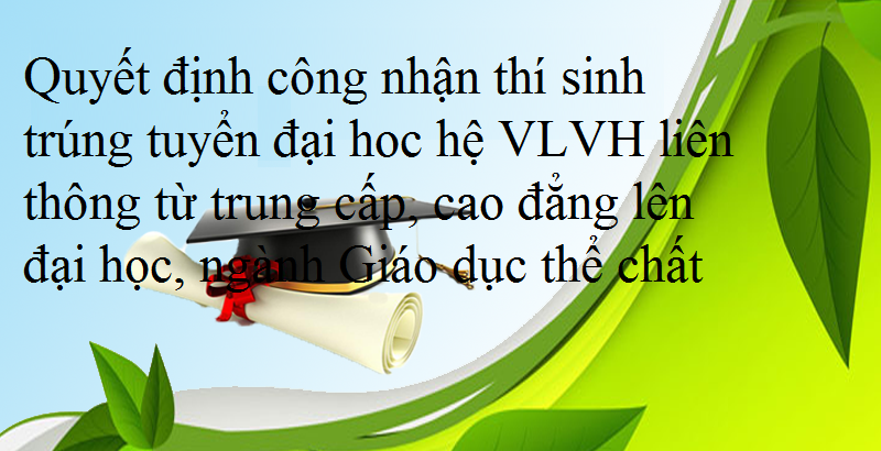 Quyết định công nhận thí sinh trúng tuyển đại hoc hệ vừ làm vừa học liên thông từ trung cấp, cao đẳng lên đại học, ngành Giáo dục thể chất của Trường Đại học Sư phạm TDTT Hà Nội, năm 2024