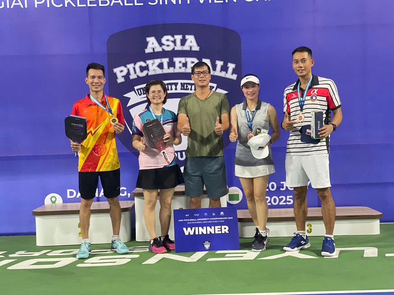 ĐOÀN VĐV TRƯỜNG ĐẠI HỌC SƯ PHẠM TDTT HÀ NỘI GIÀNH 4 HUY CHƯƠNG VÀNG, 1 HUY CHƯƠNG ĐỒNG TẠI GIẢI PICKLEBALL CÁC TRƯỜNG ĐẠI HỌC CHÂU Á-2025