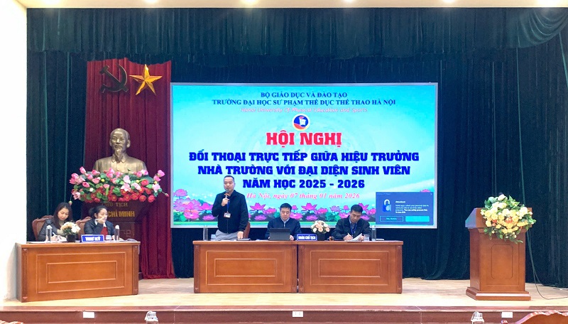 Trường Đại học Sư phạm TDTT Hà Nội tổ chức Hội nghị đối thoại trực tiếp giữa Hiệu trưởng với đại diện sinh viên năm học 2025–2026